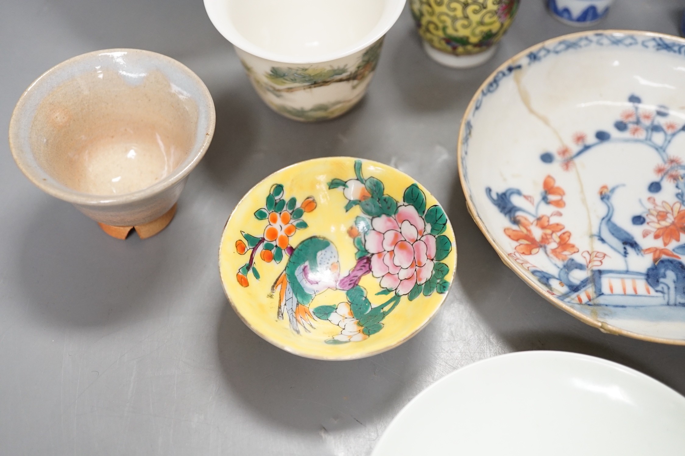 Assorted Chinese ceramics and a wooden box